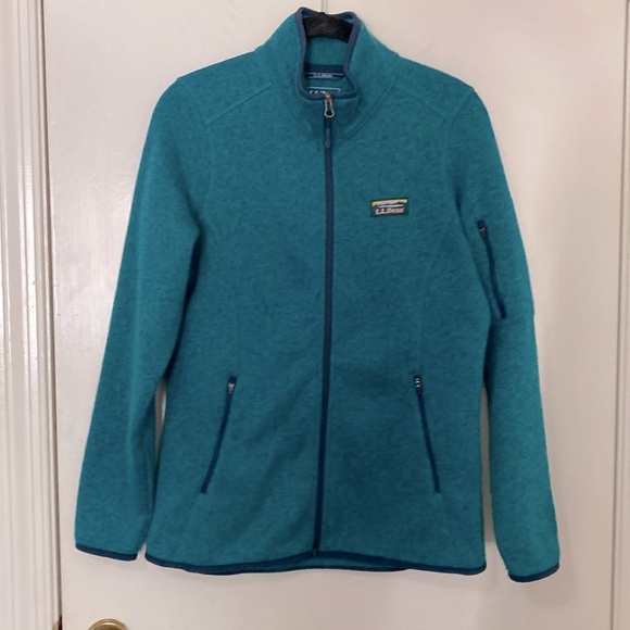 L.L.Bean Sweater Fleece Jacket Sz S REG Heather Teal - Picture 1 of 10